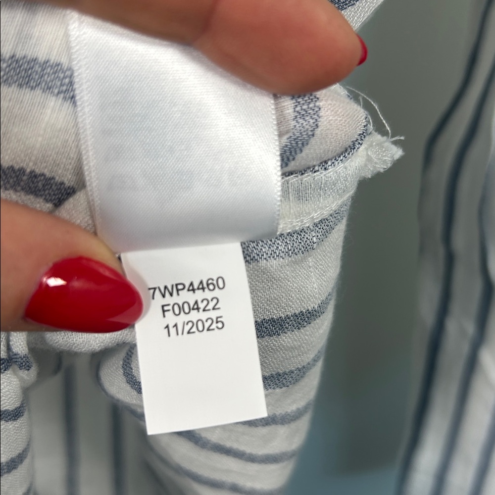 Lucky Brand Women’s Vertical Stripe Button-Down Shirt - White & Blue - Picture 10 of 16